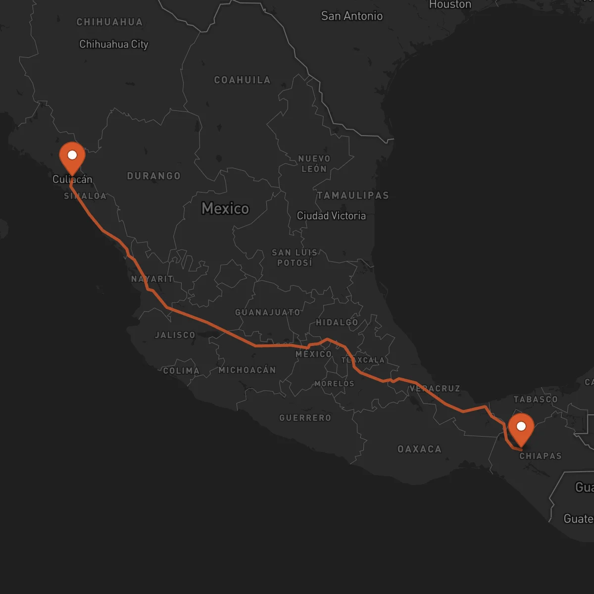 Ruta Tuxtla Gutiérrez - Culiacán Rosales