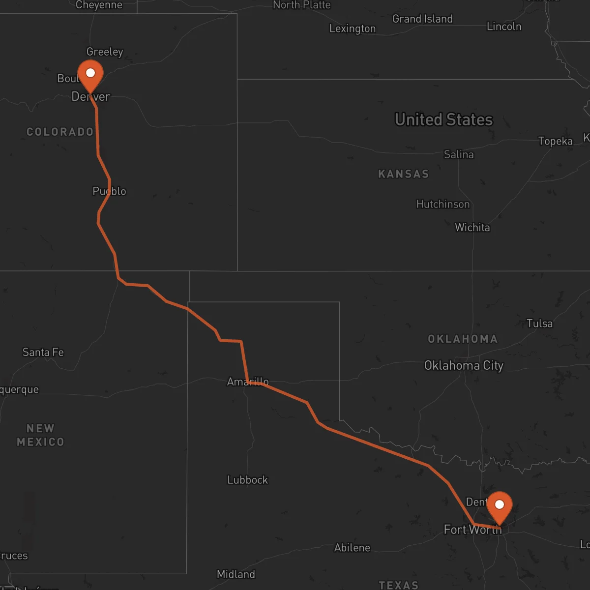 Ruta Denver - Dallas