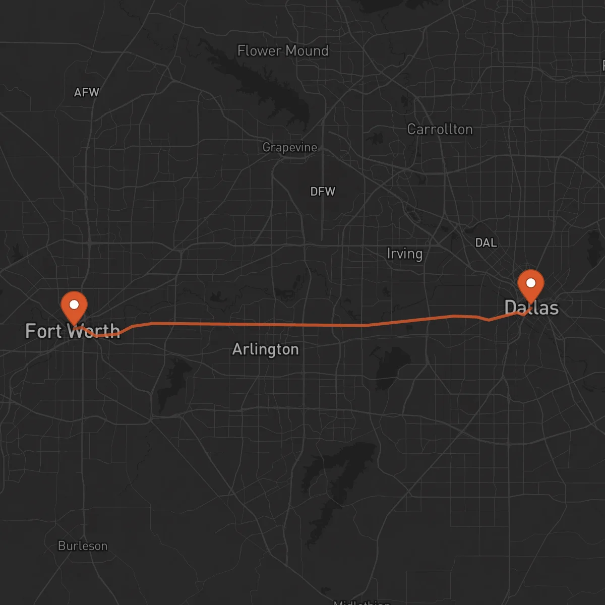 Ruta Dallas - Fort Worth