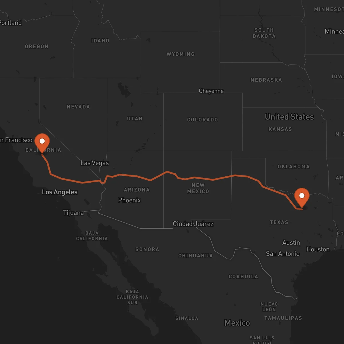 Ruta Dallas - Fresno