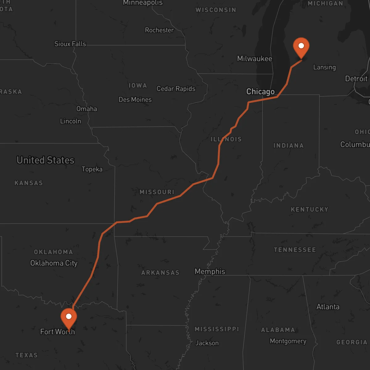 Ruta Grand Rapids - Dallas