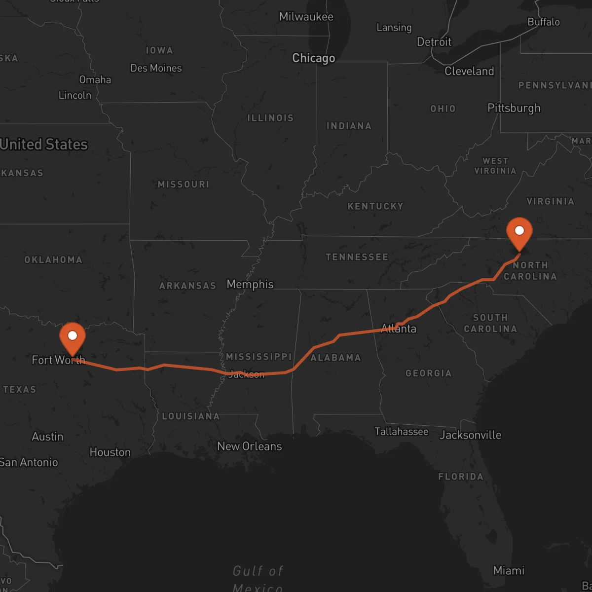 Ruta Greensboro - Dallas