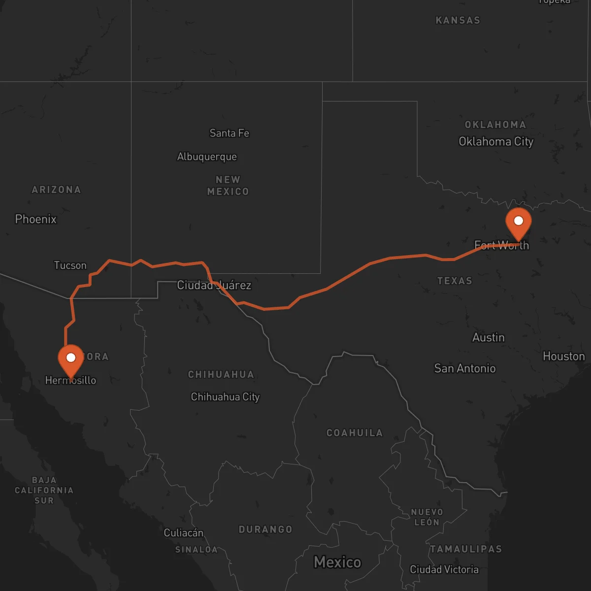 Ruta Hermosillo - Dallas