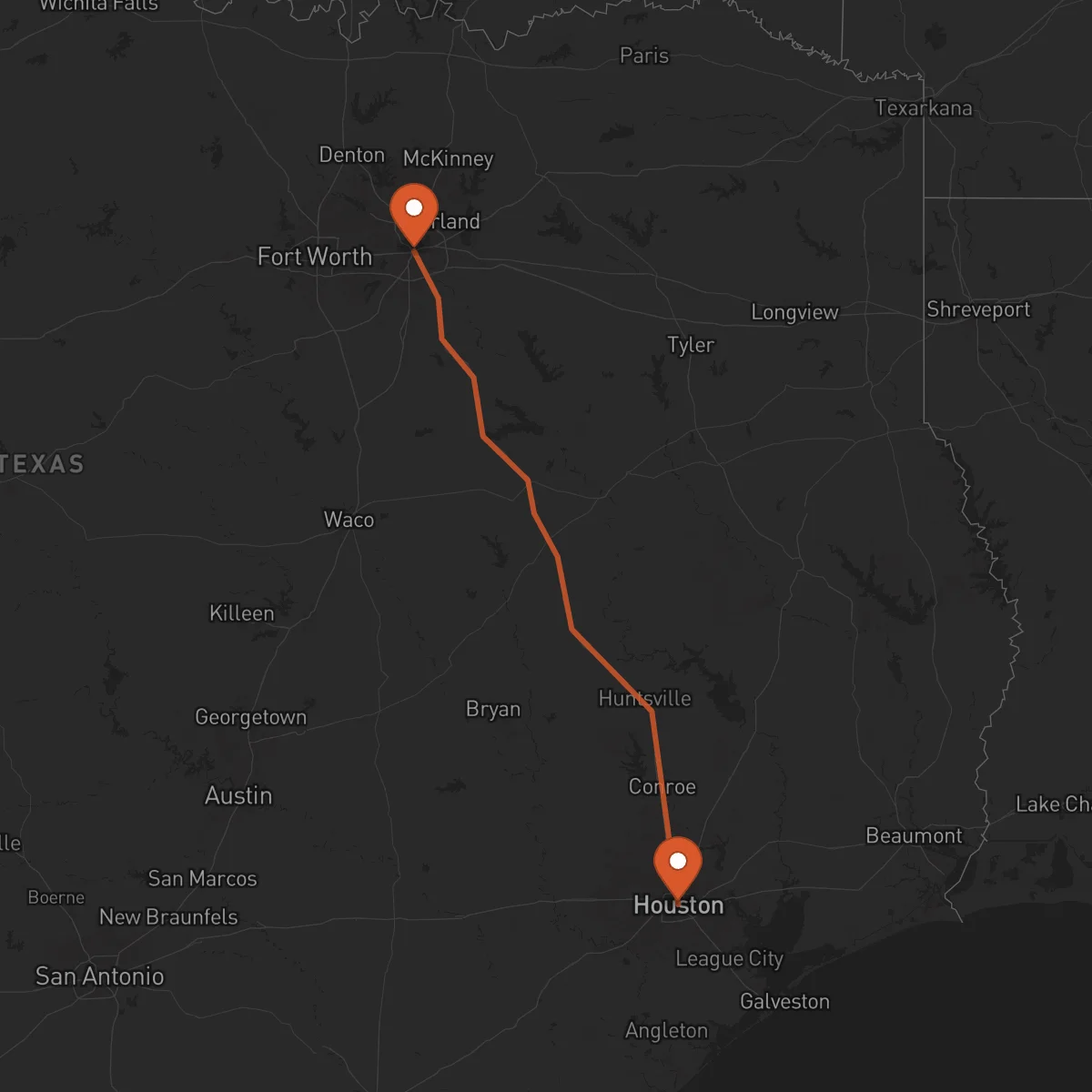 Ruta Houston - Dallas