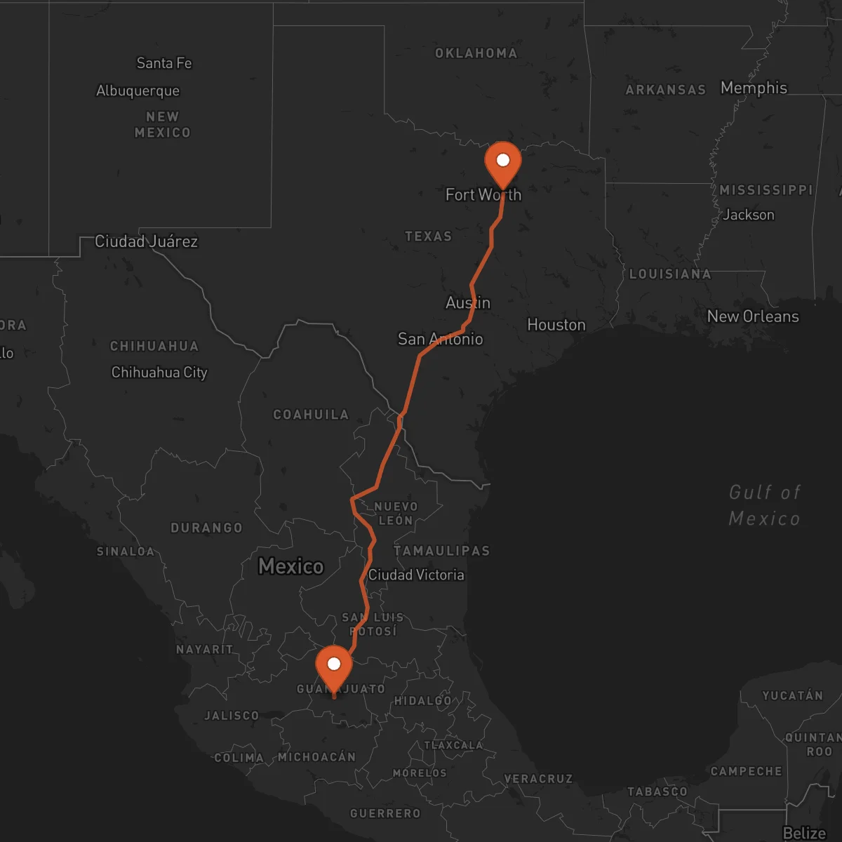 Ruta Dallas - Irapuato
