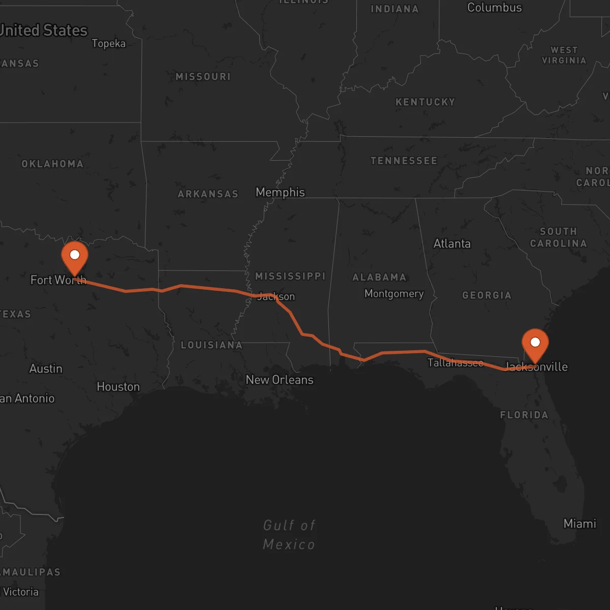 Ruta Dallas - Jacksonville