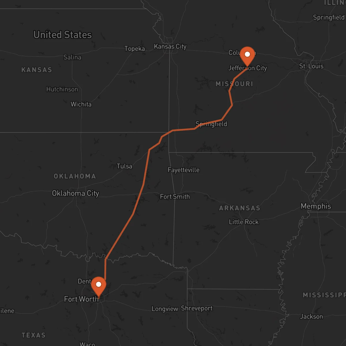 Ruta Jefferson City - Dallas