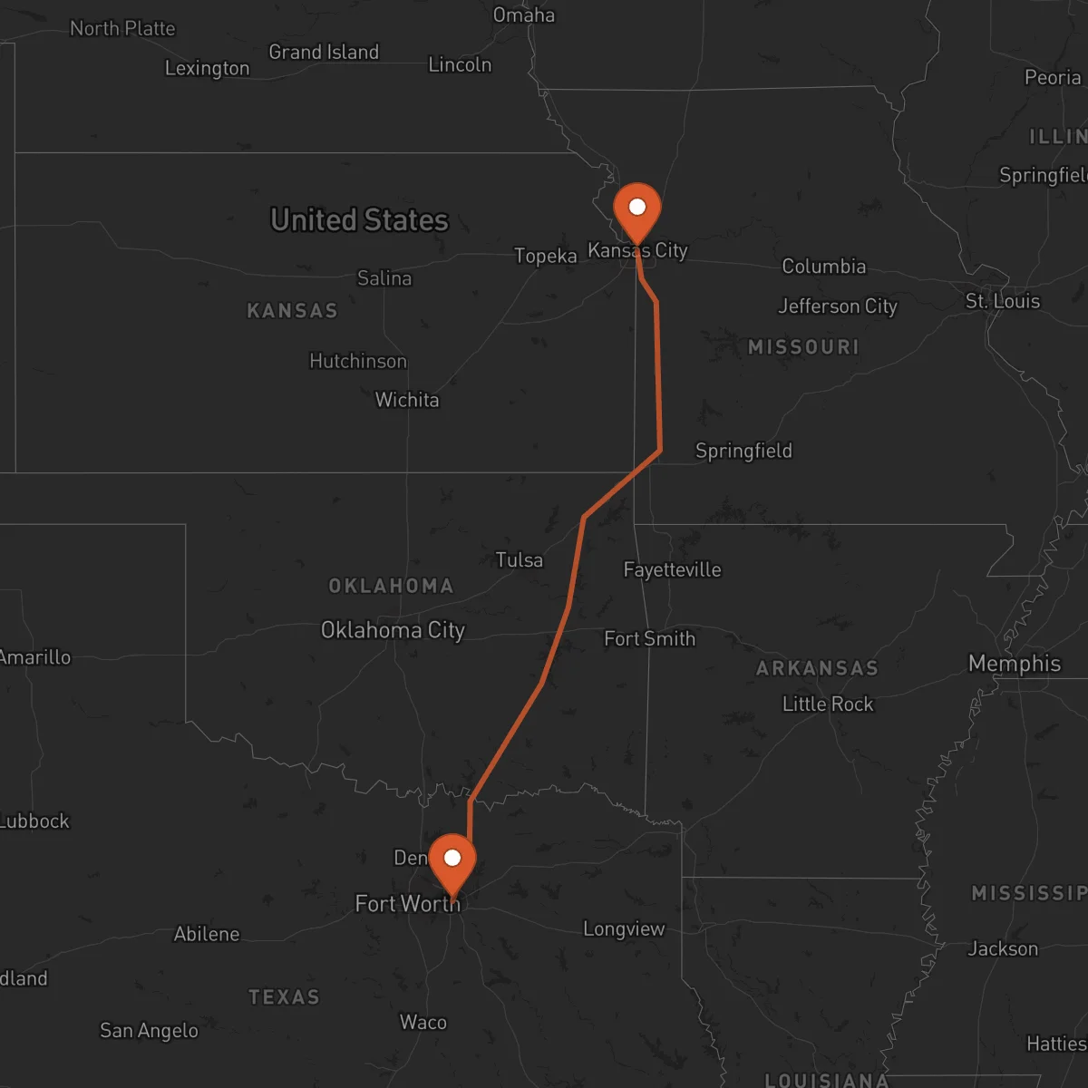 Ruta Dallas - Kansas City