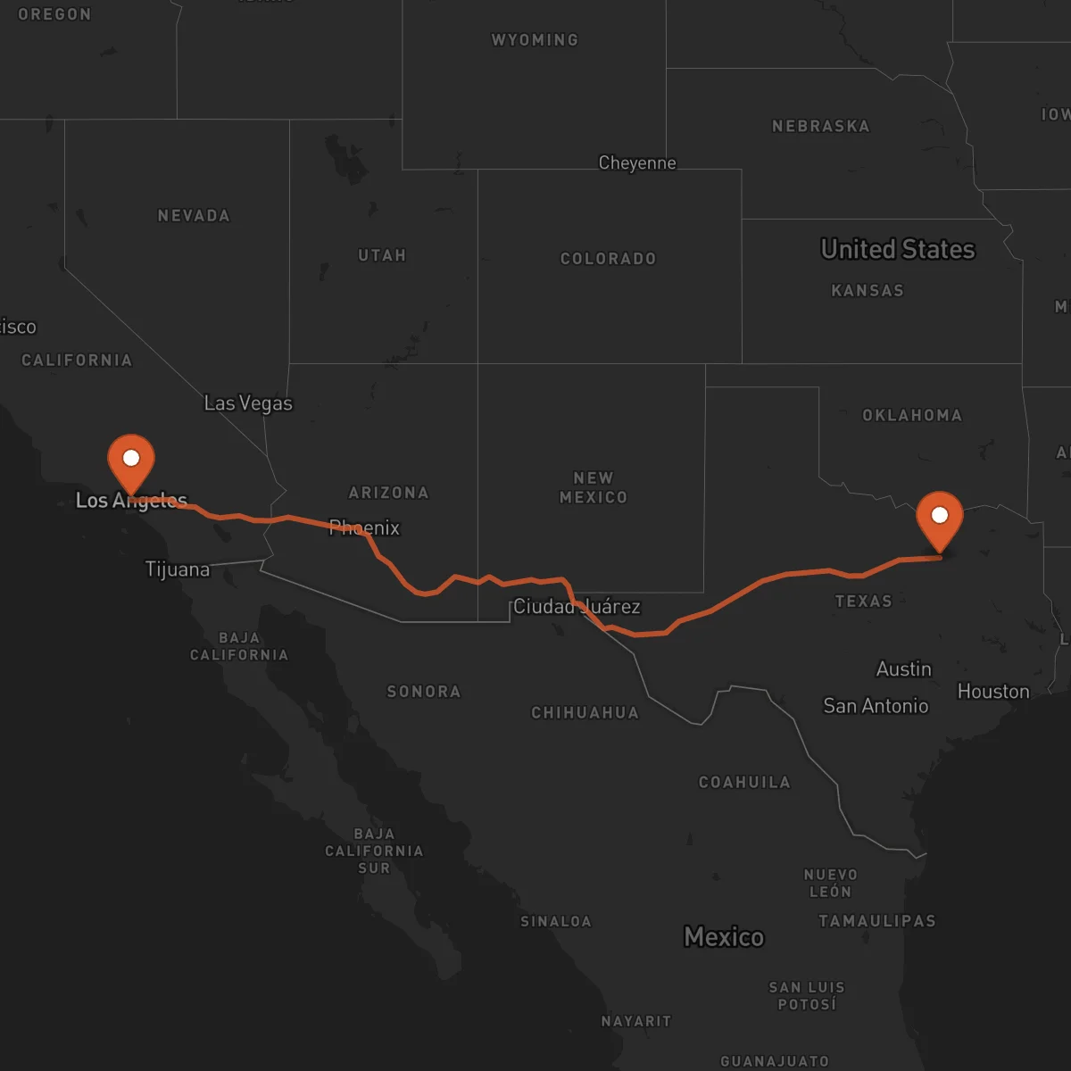 Ruta Dallas - Los Angeles