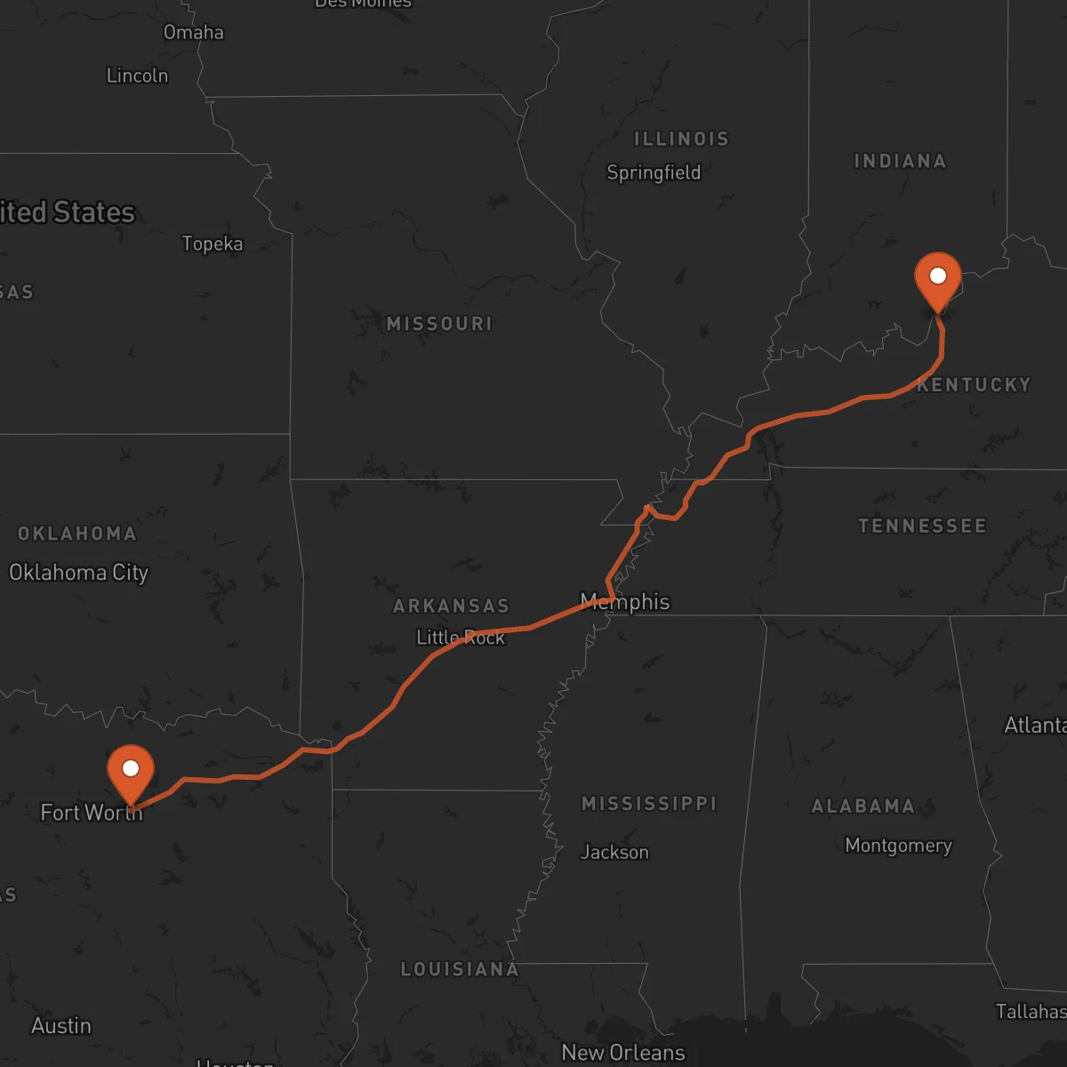 Ruta Louisville - Dallas