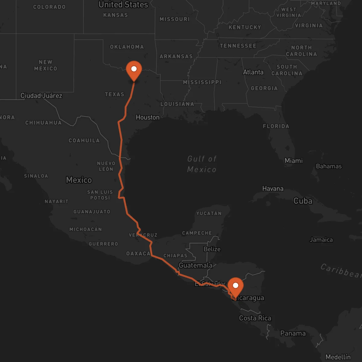 Ruta Dallas - Managua