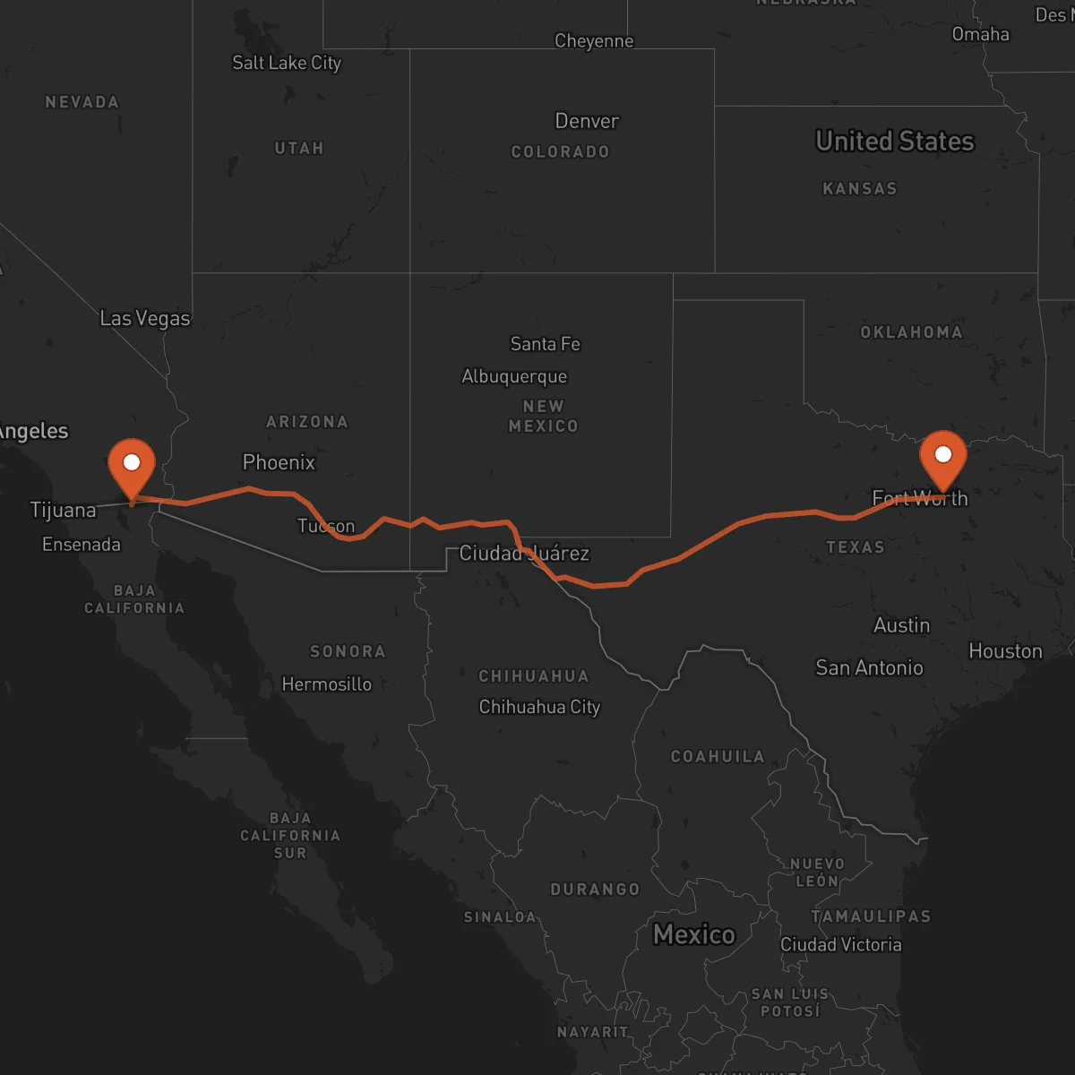 Ruta Dallas - Mexicali
