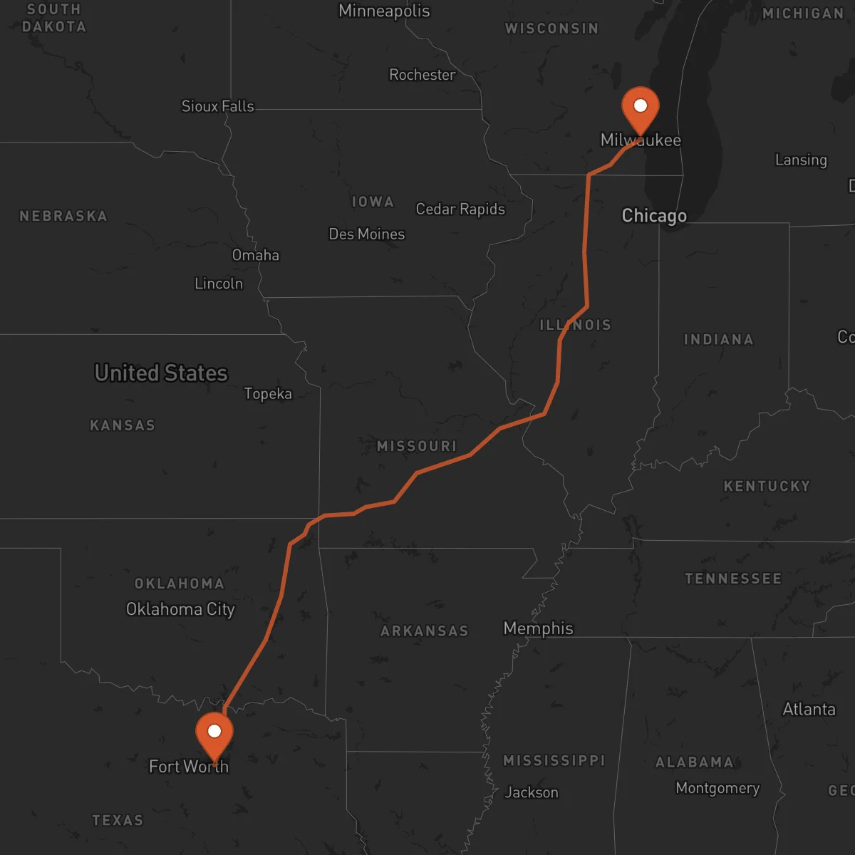 Ruta Dallas - Milwaukee