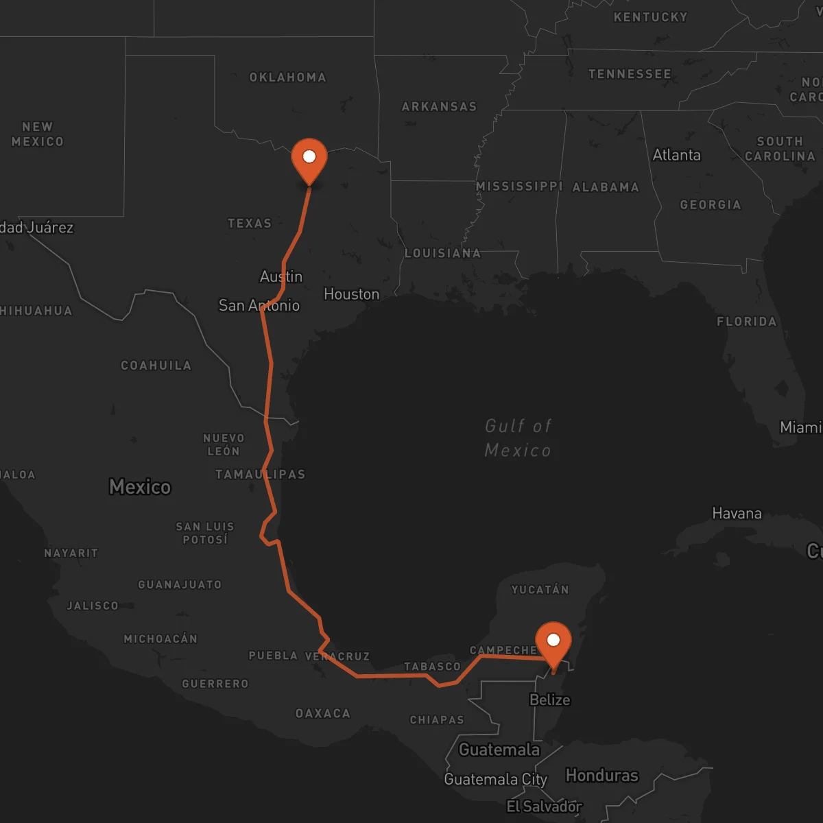 Ruta Dallas - Orange Walk Town