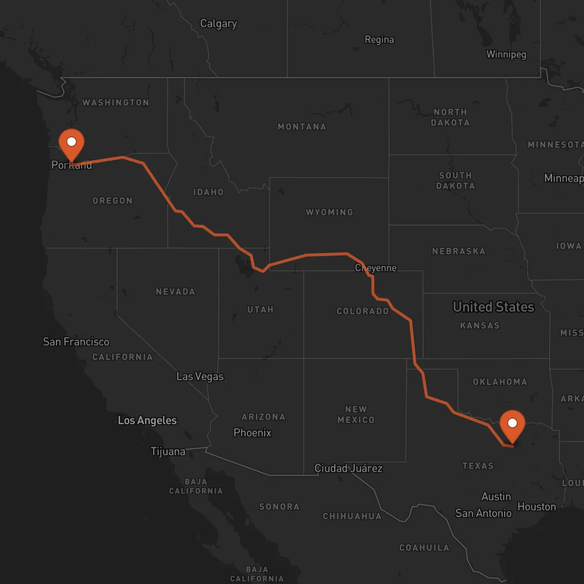 Ruta Dallas - Portland