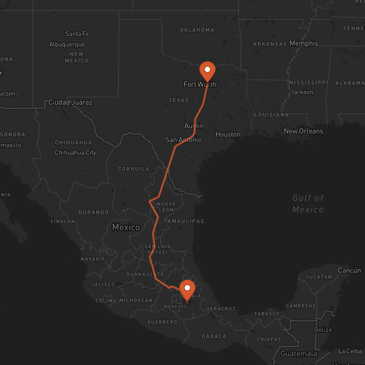 Ruta Dallas - Puebla de Zaragoza