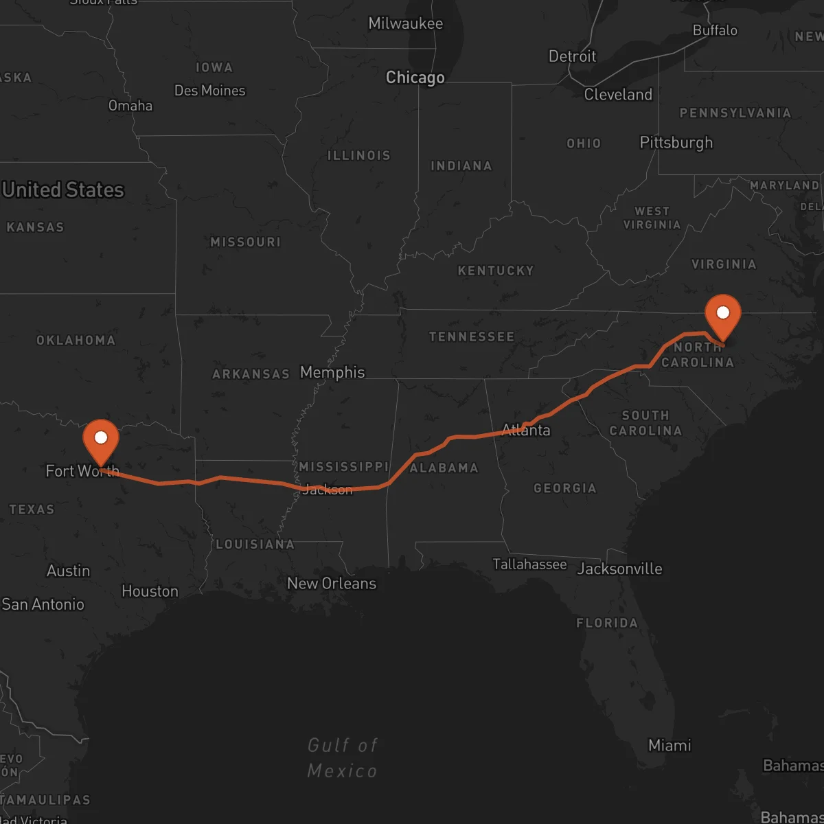 Ruta Raleigh - Dallas