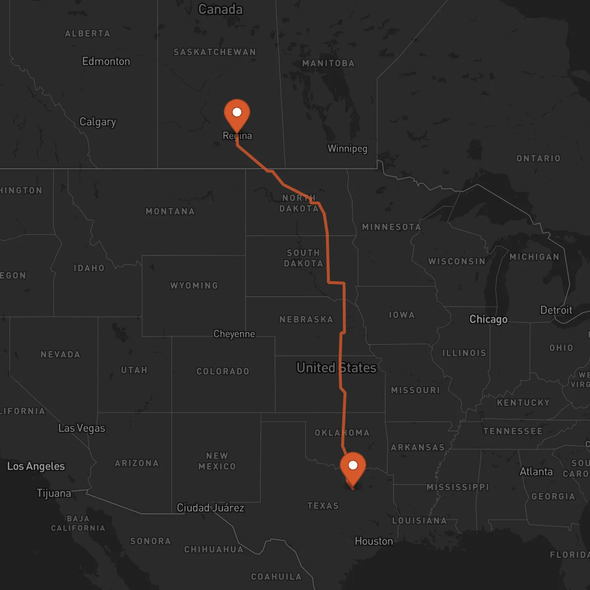 Ruta Dallas - Regina