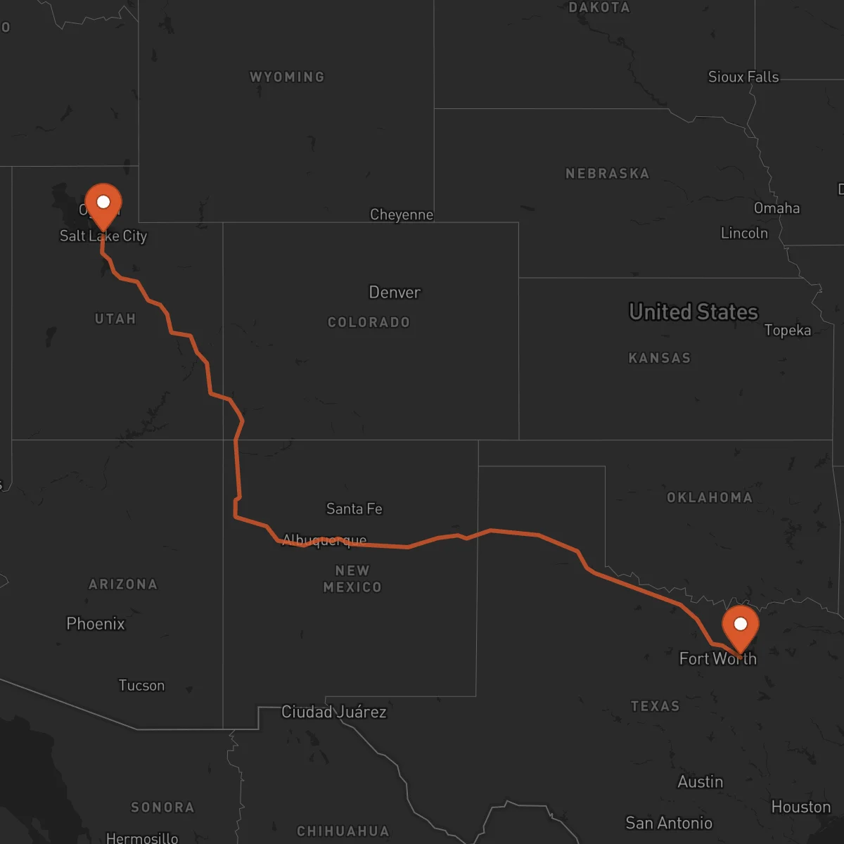 Ruta Salt Lake City - Dallas