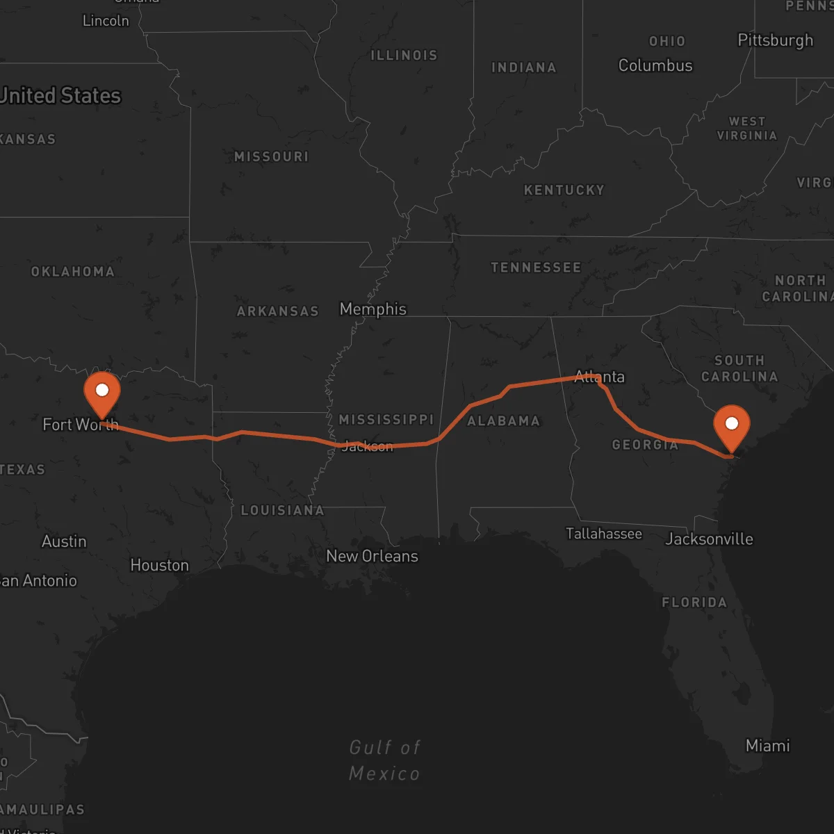 Ruta Savannah - Dallas