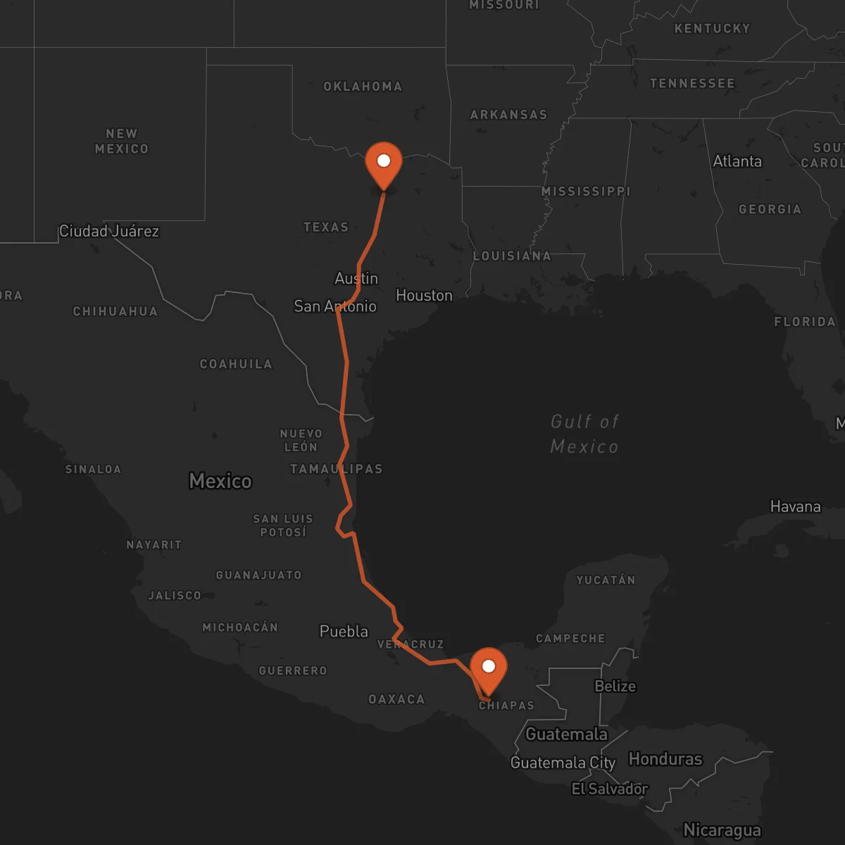 Ruta Dallas - Tuxtla Gutiérrez