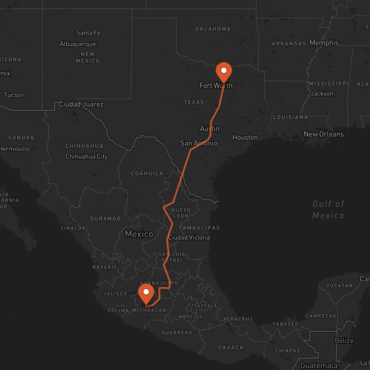 Ruta Dallas - Uruapan