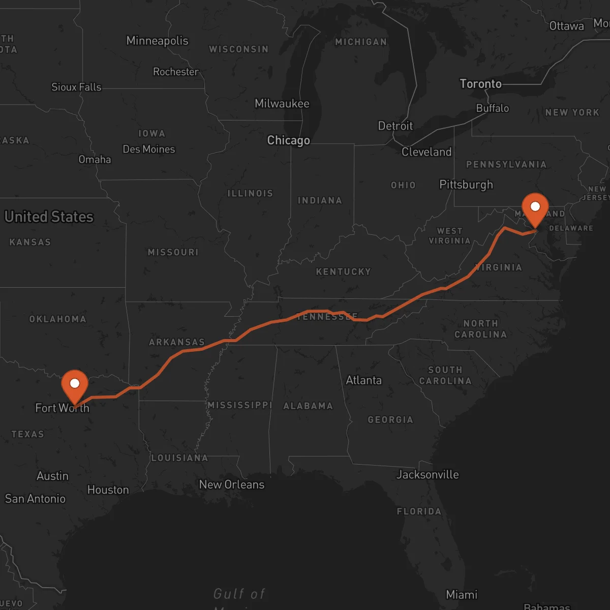 Ruta Dallas - Washington D.C.