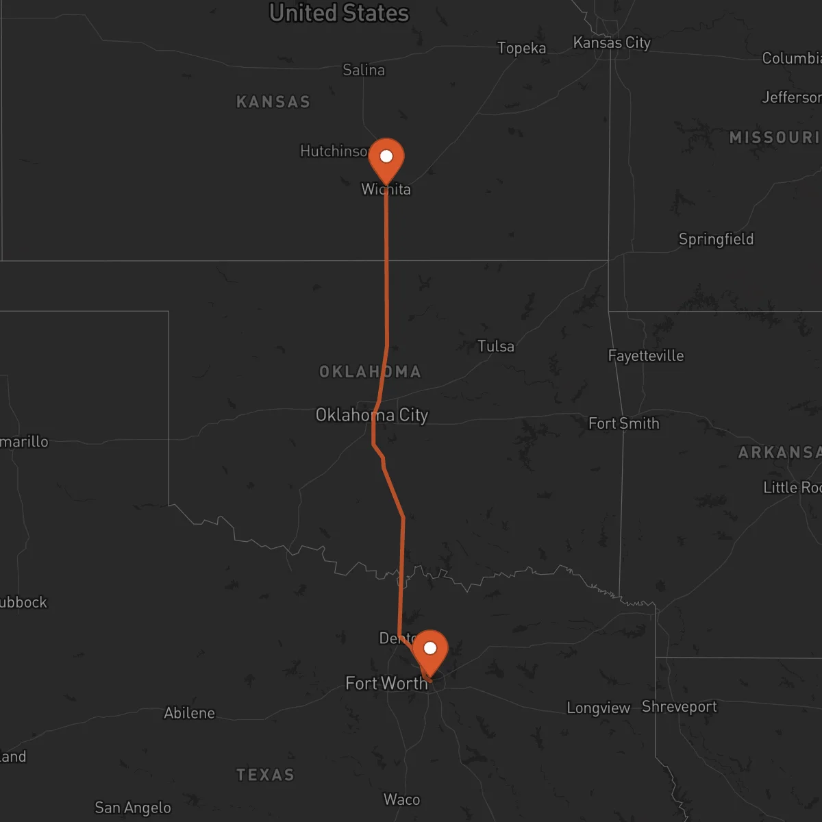 Ruta Wichita - Dallas