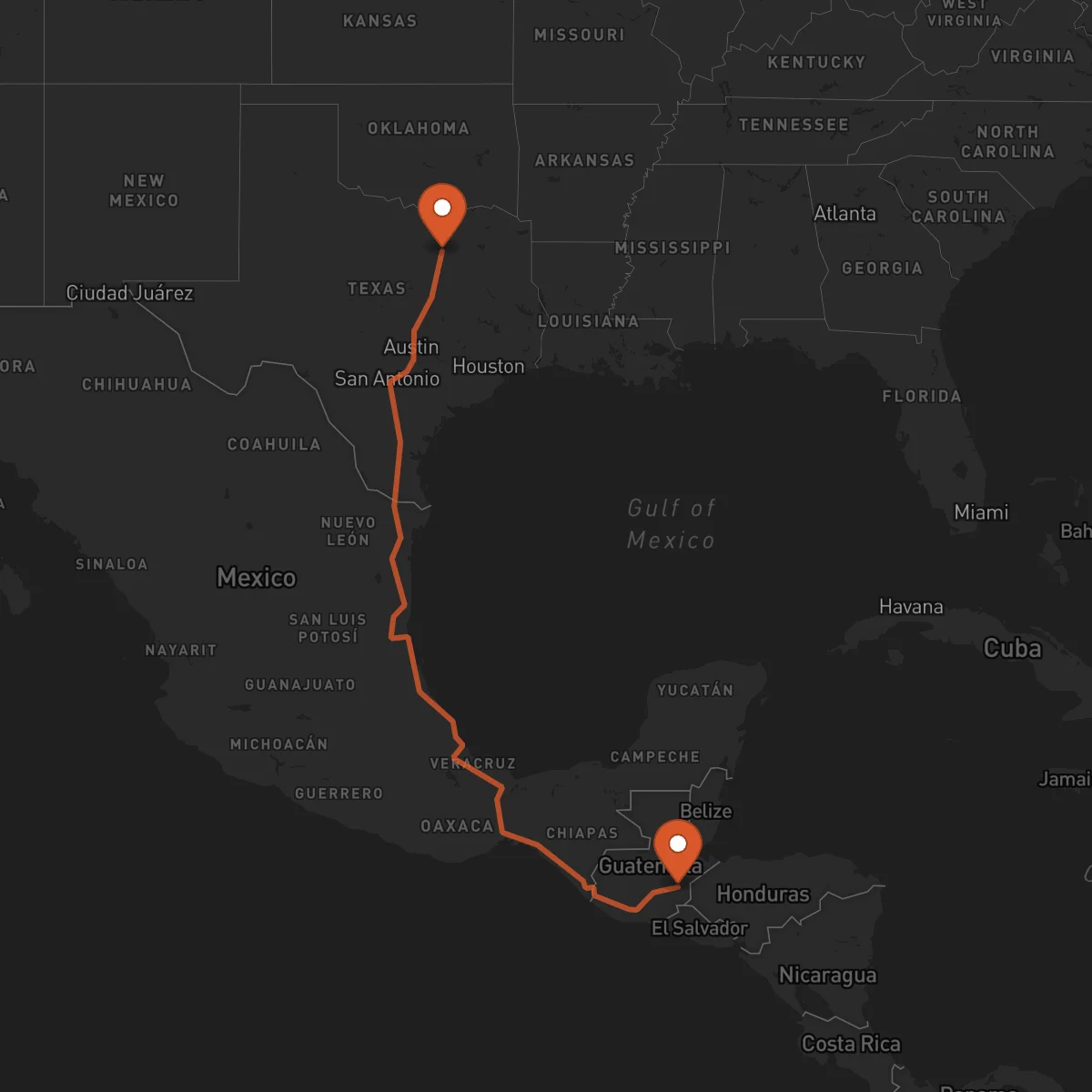 Ruta Dallas - Zacapa