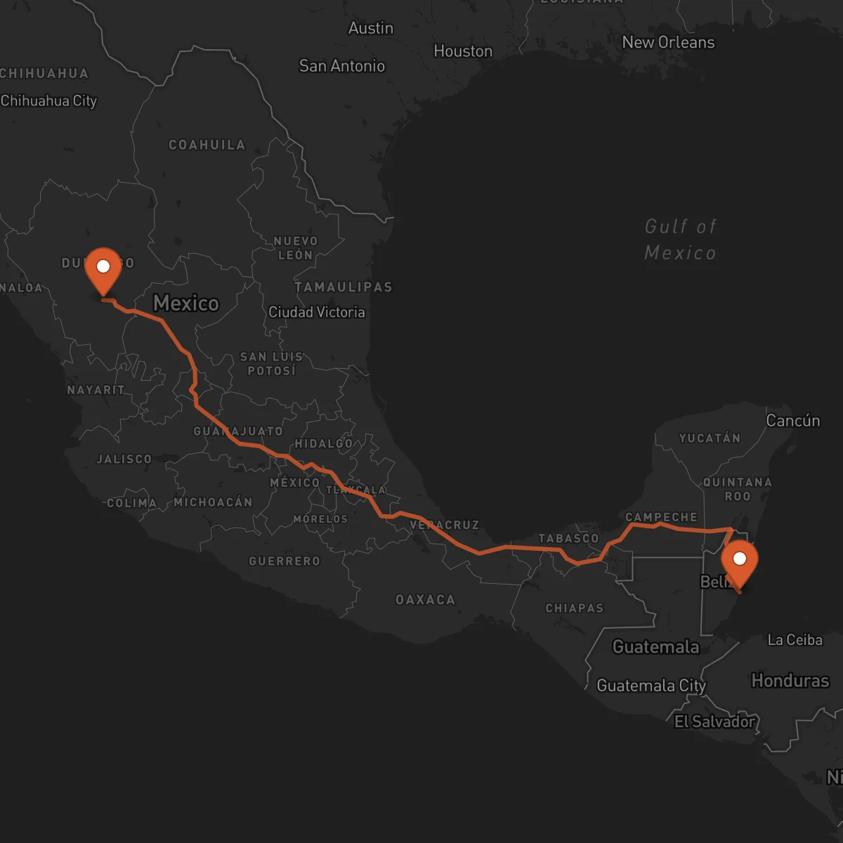 Ruta Dangriga - Durango