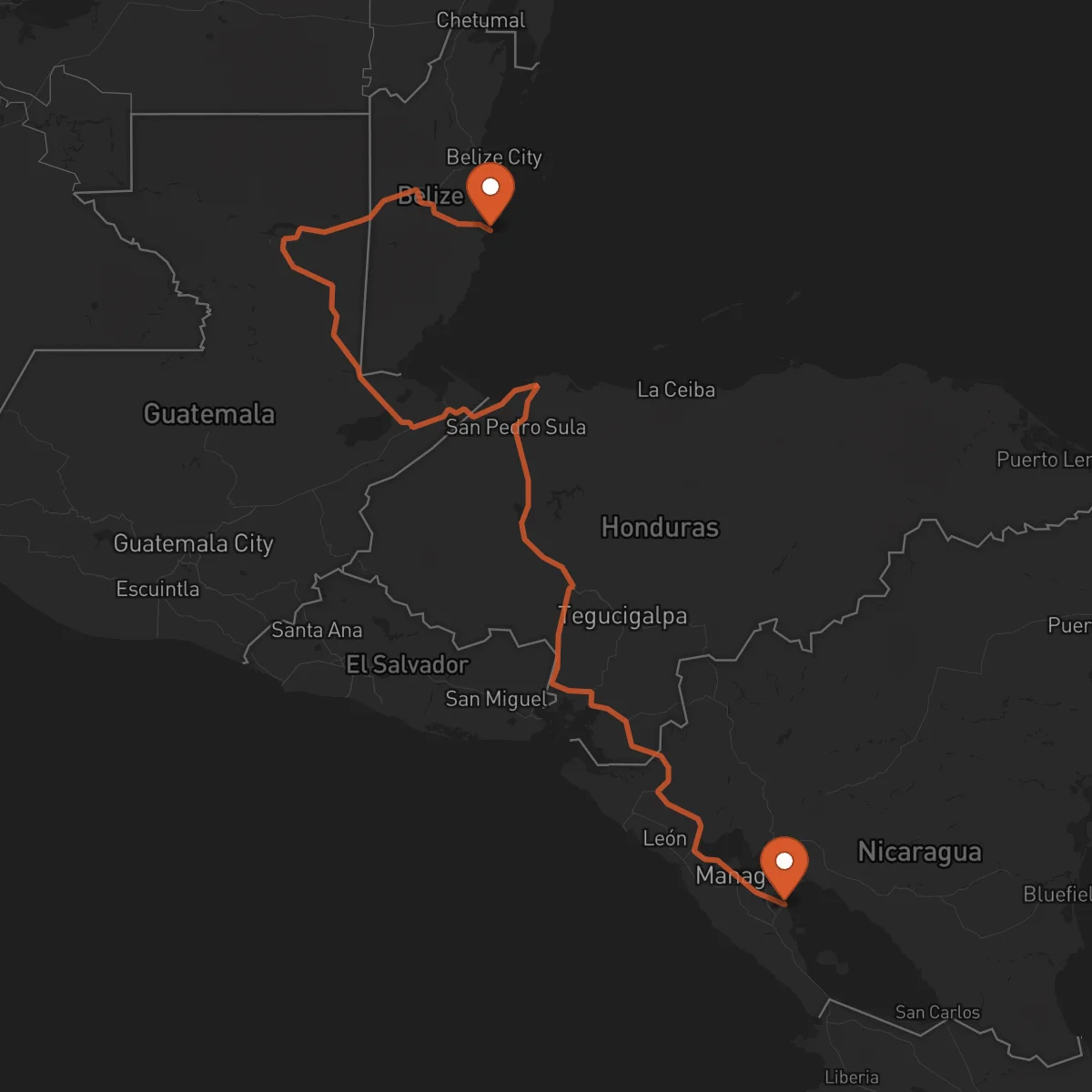 Ruta Dangriga - Granada