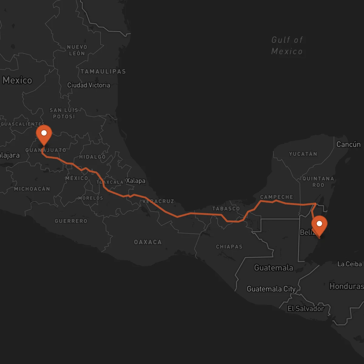 Ruta Dangriga - Guanajuato