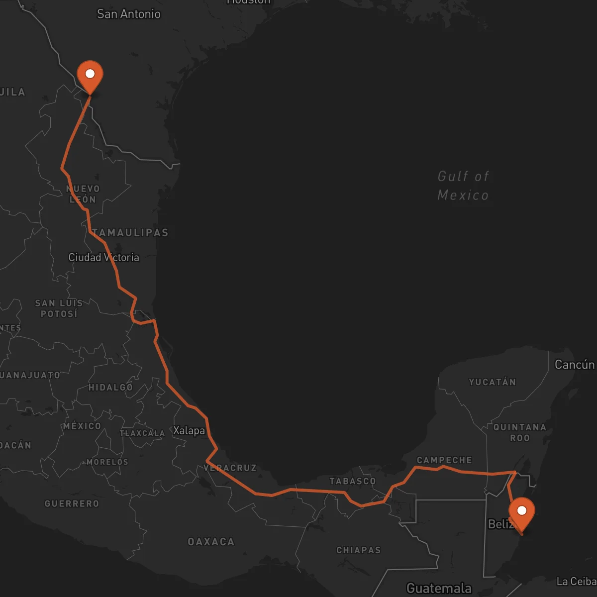 Ruta Dangriga - Laredo