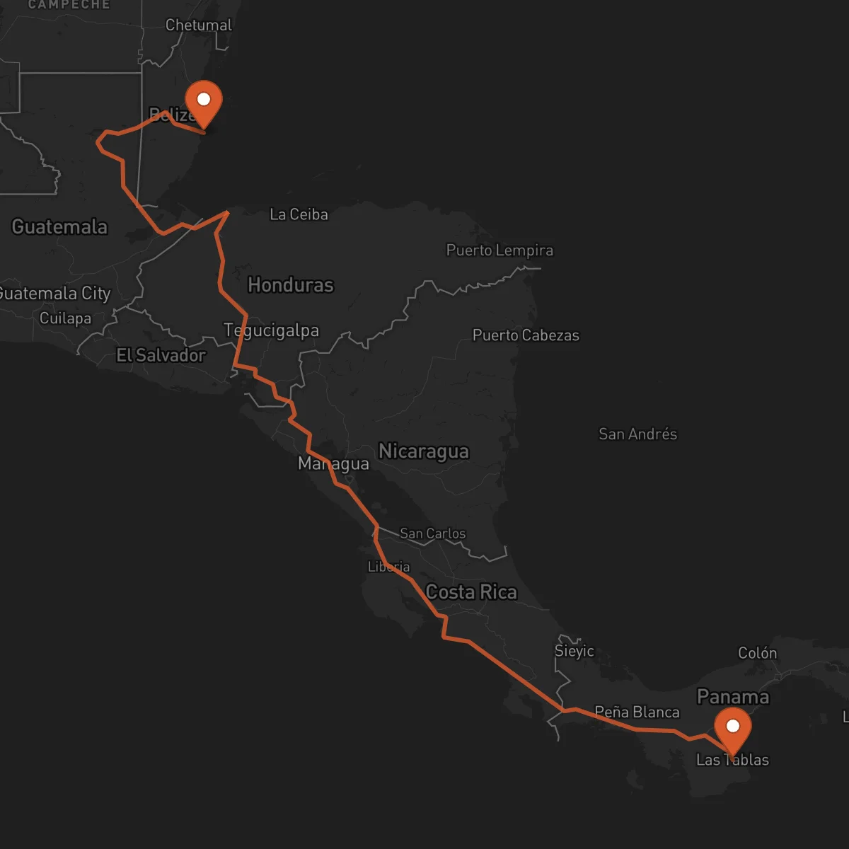 Ruta Las Tablas - Dangriga