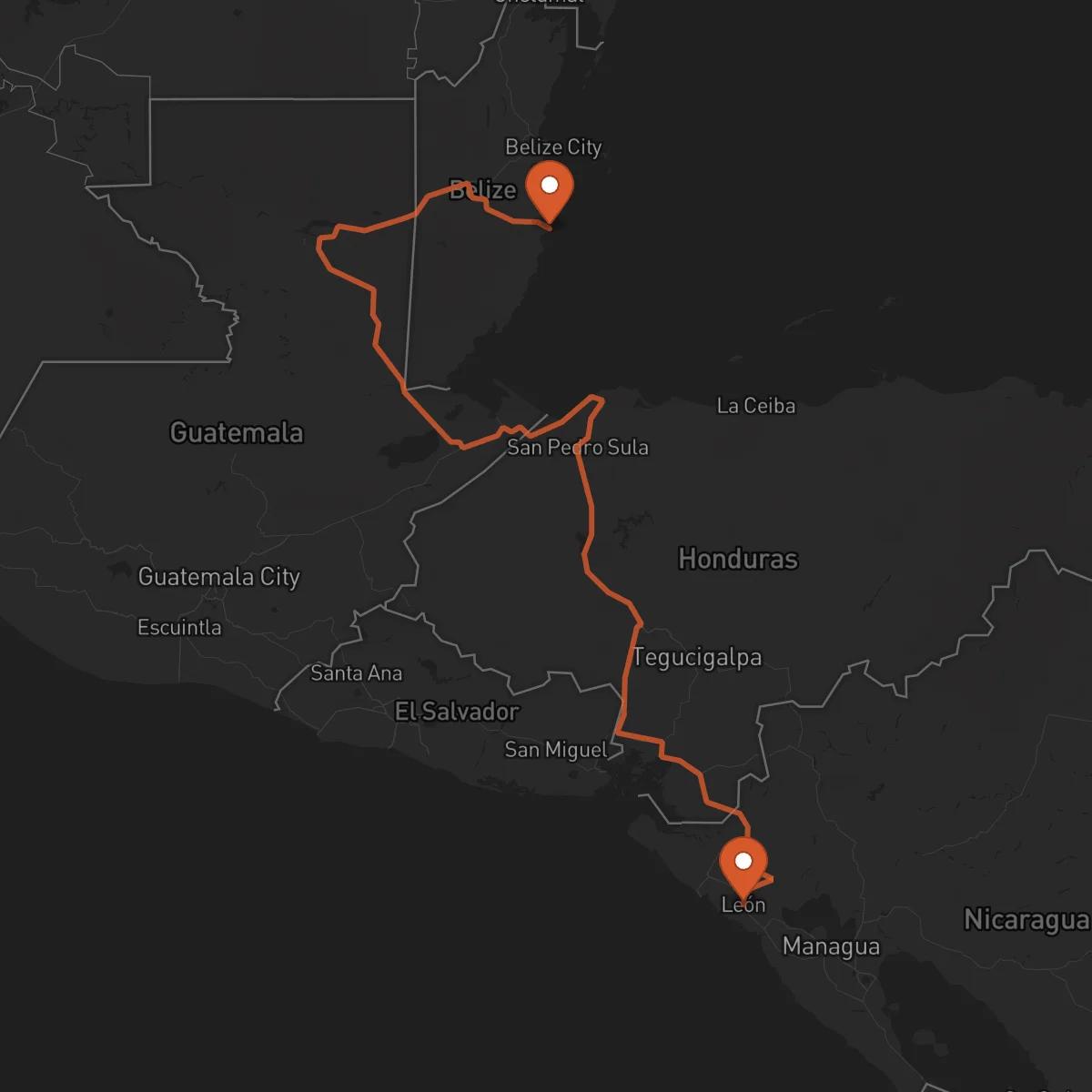 Ruta Dangriga - León