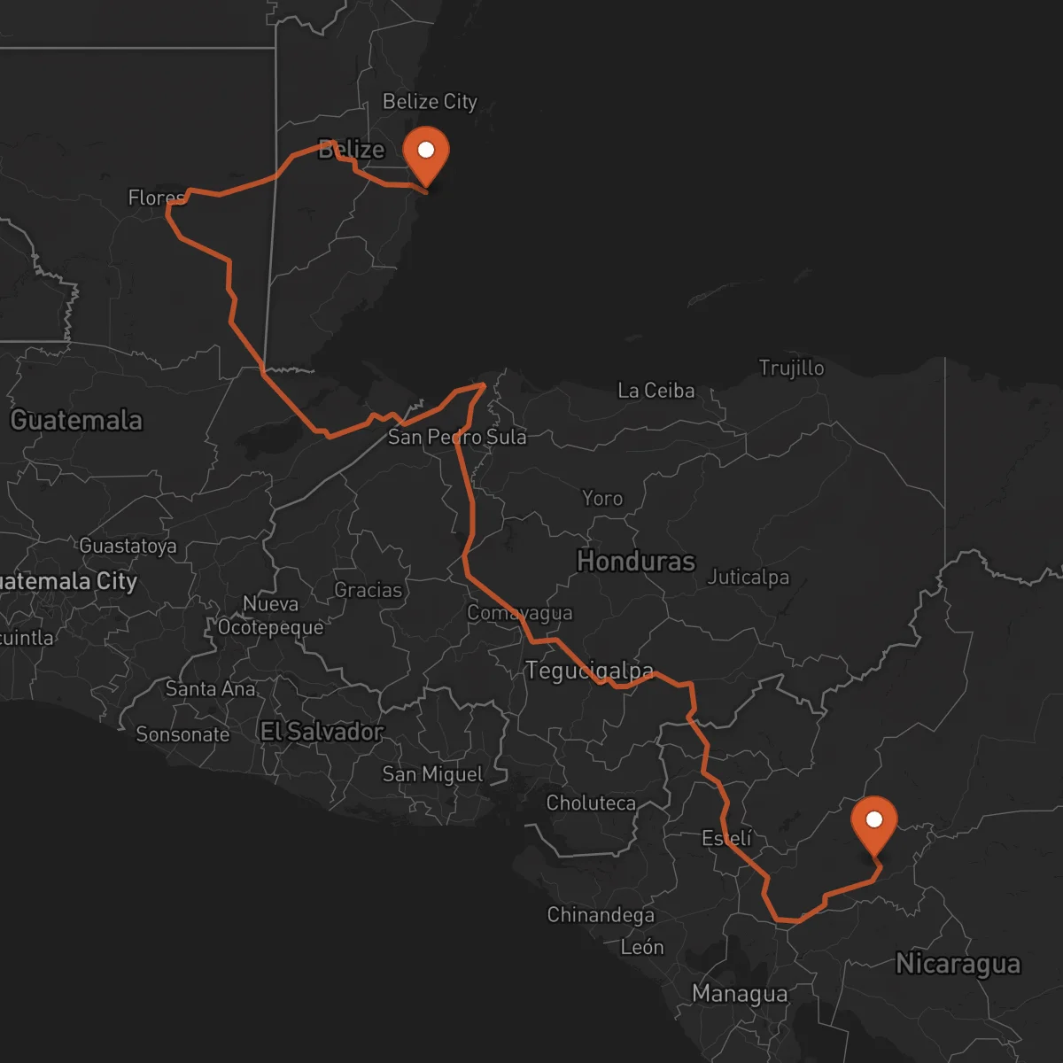 Ruta Dangriga - Matagalpa