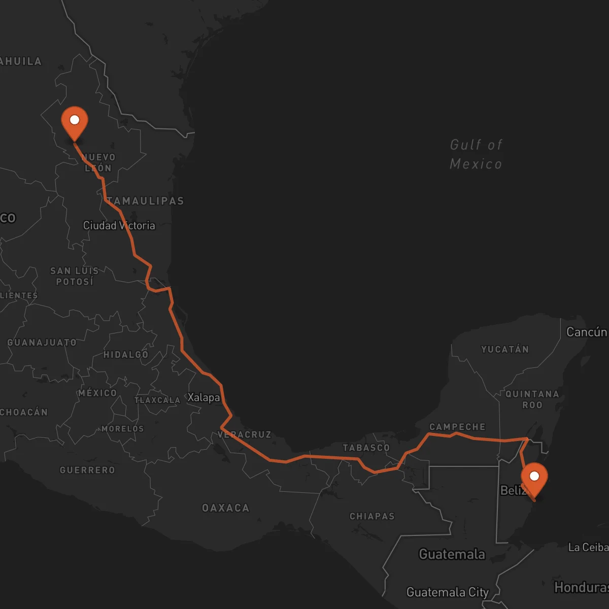 Ruta Dangriga - Monterrey