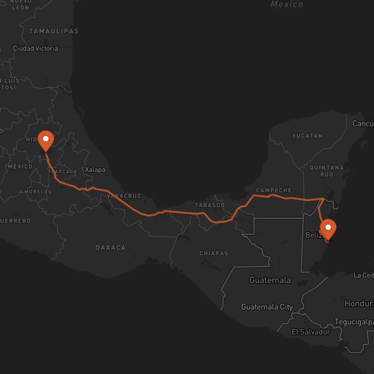 Ruta Pachuca de Soto - Dangriga