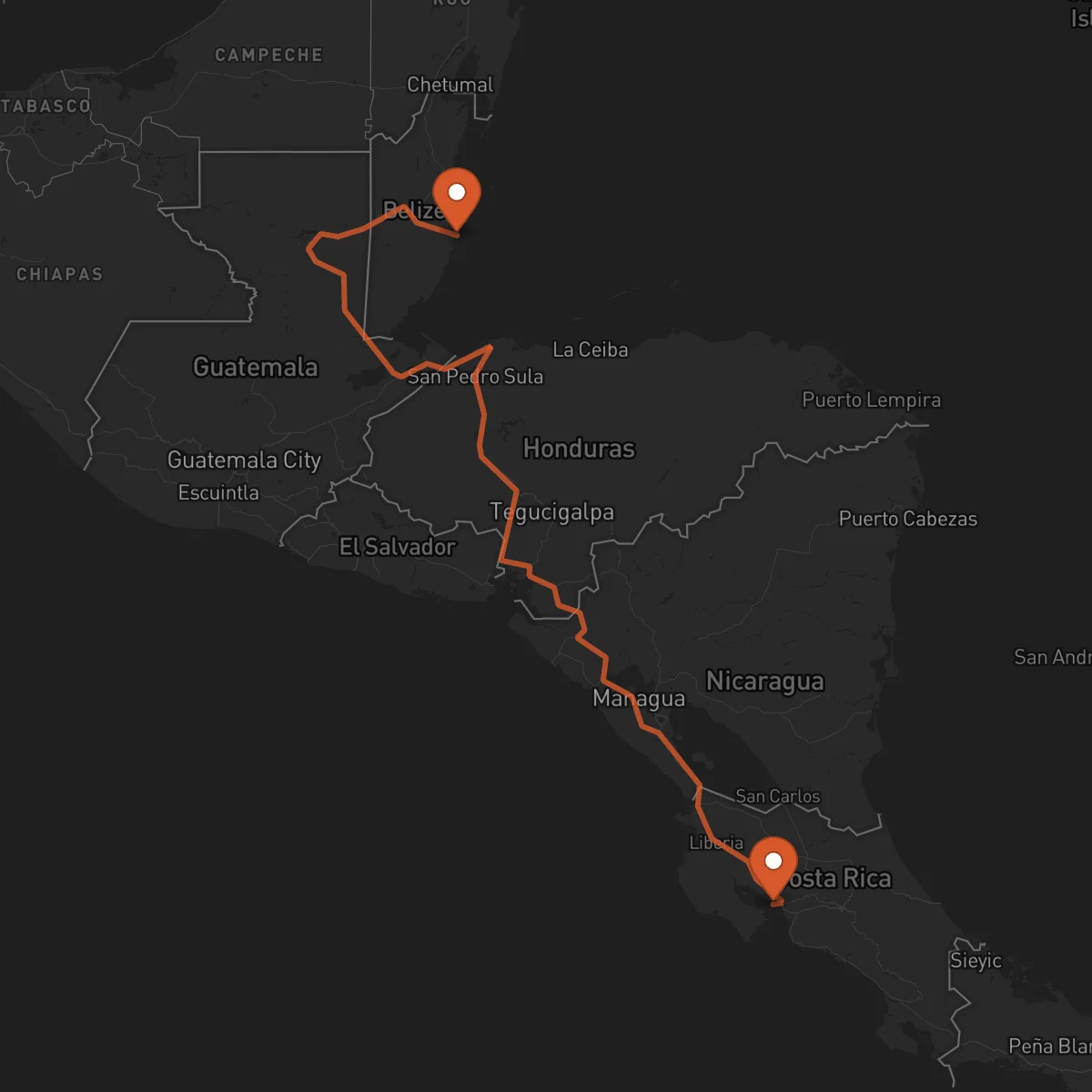 Ruta Dangriga - Puntarenas