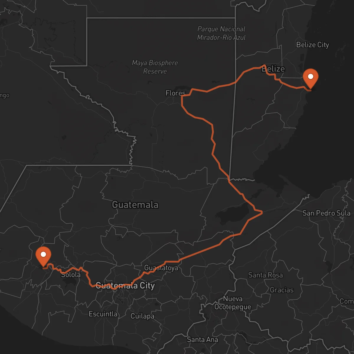 Ruta Dangriga - Quetzaltenango