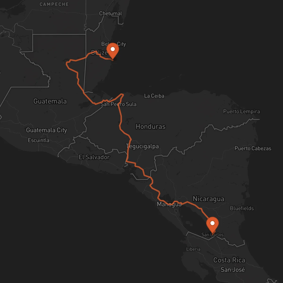 Ruta San Carlos - Dangriga