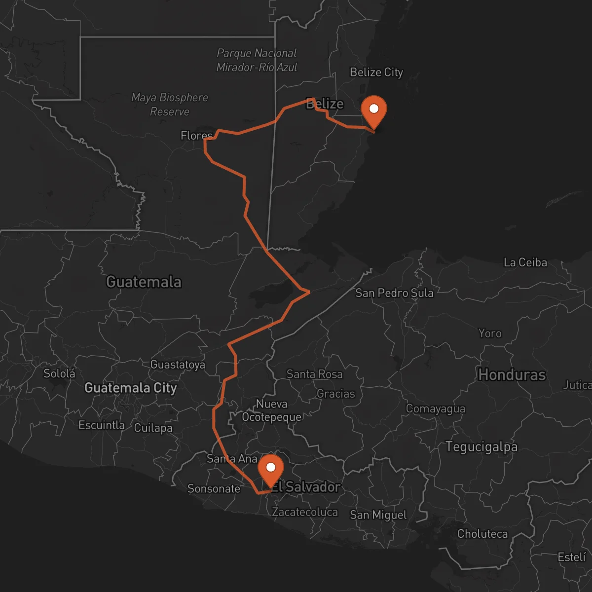 Ruta San Salvador - Dangriga