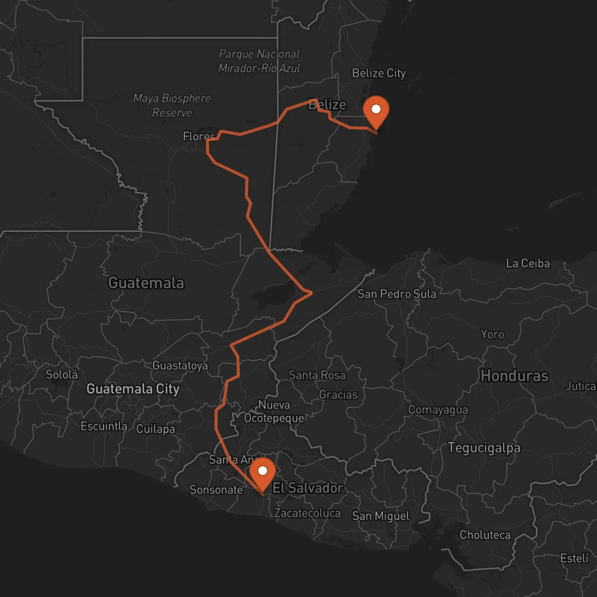 Ruta Dangriga - Santa Tecla