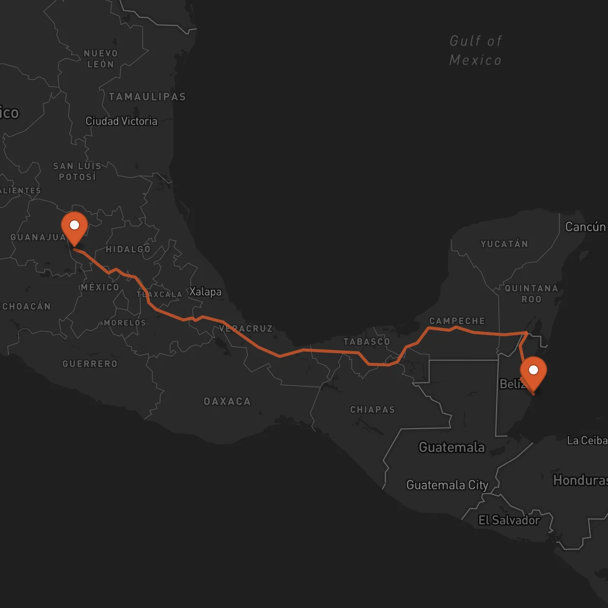 Ruta Santiago de Querétaro - Dangriga
