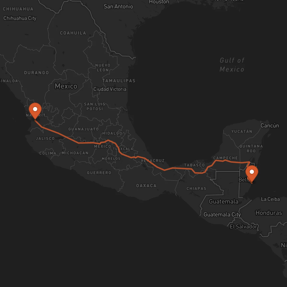 Ruta Tepic - Dangriga