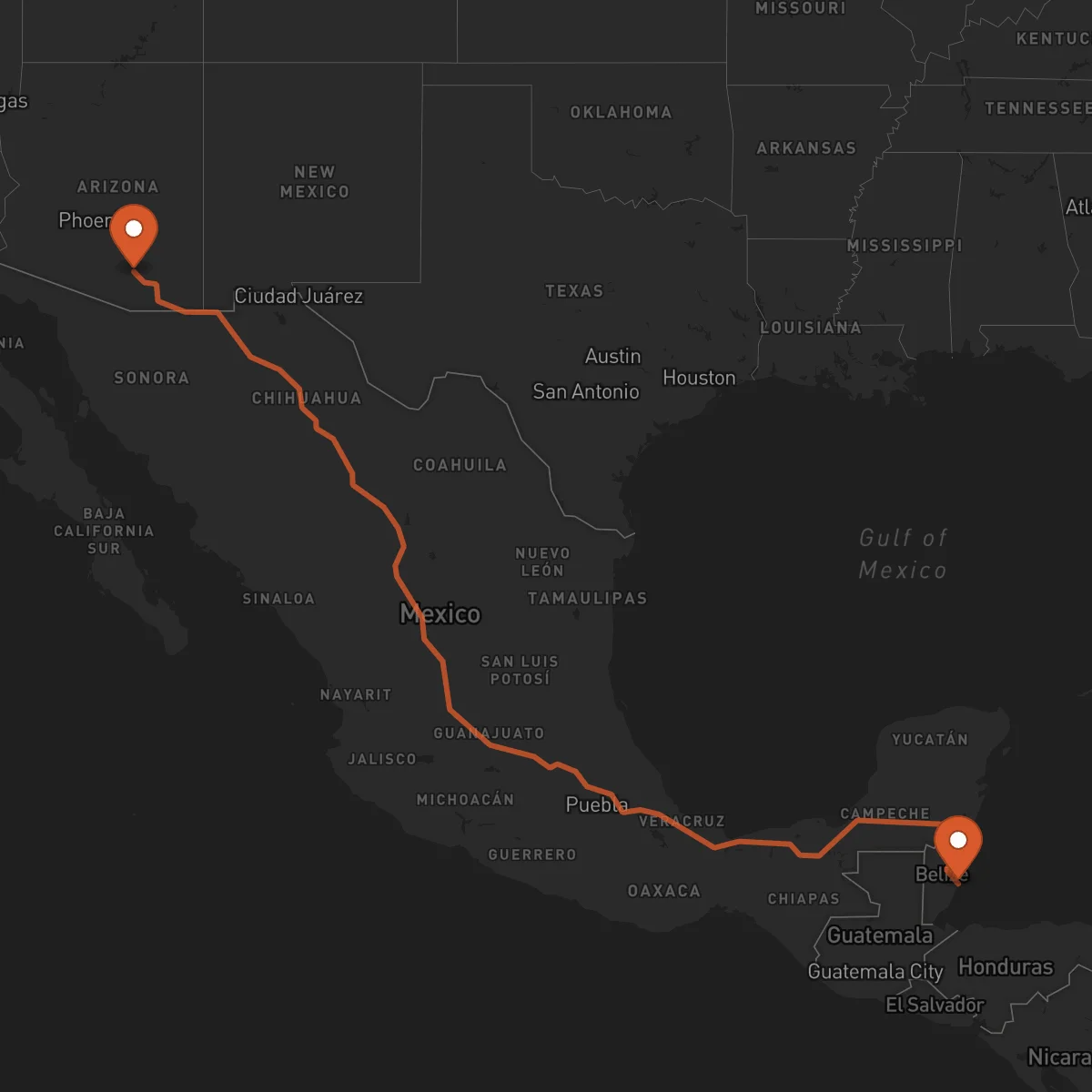 Ruta Dangriga - Tucson