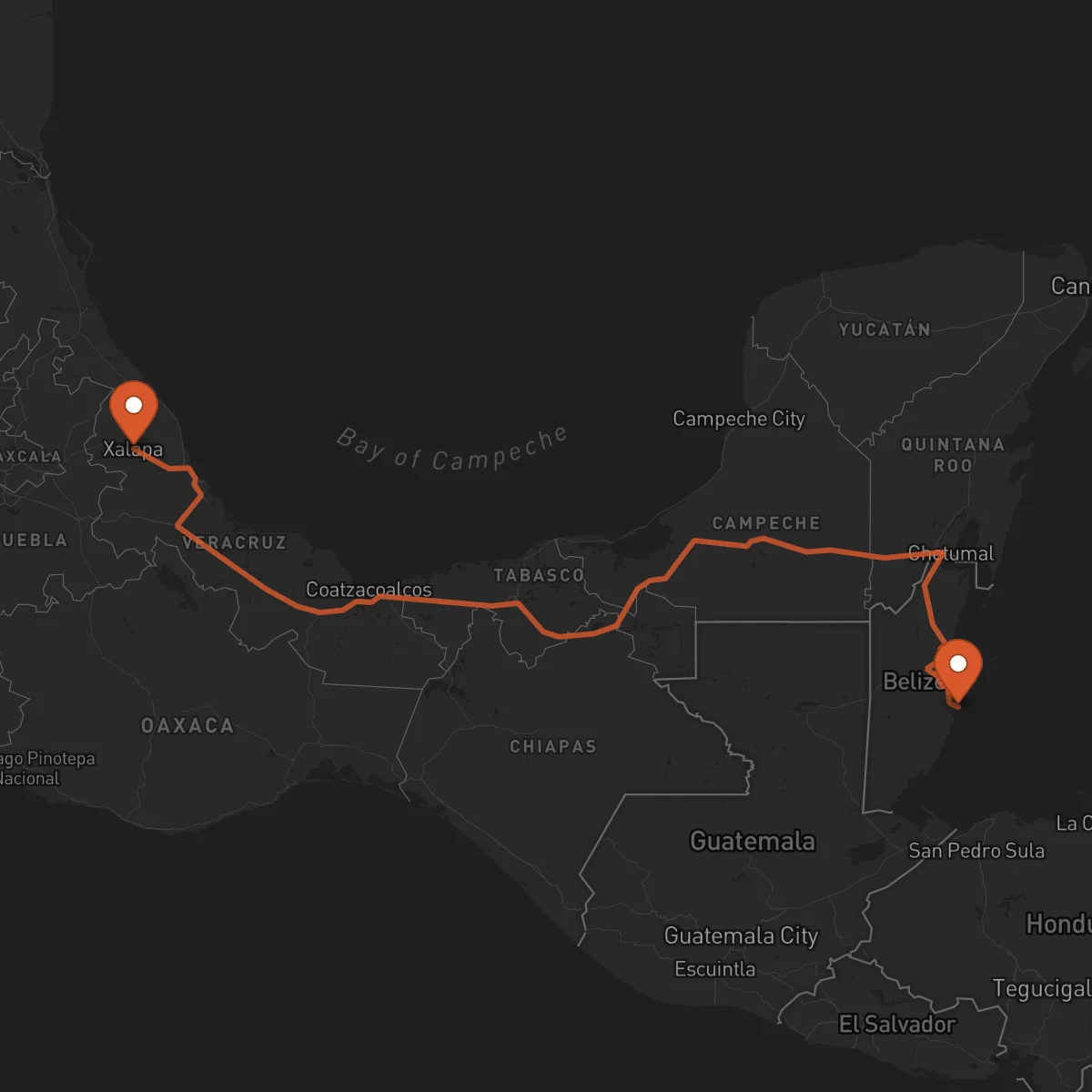 Ruta Dangriga - Xalapa