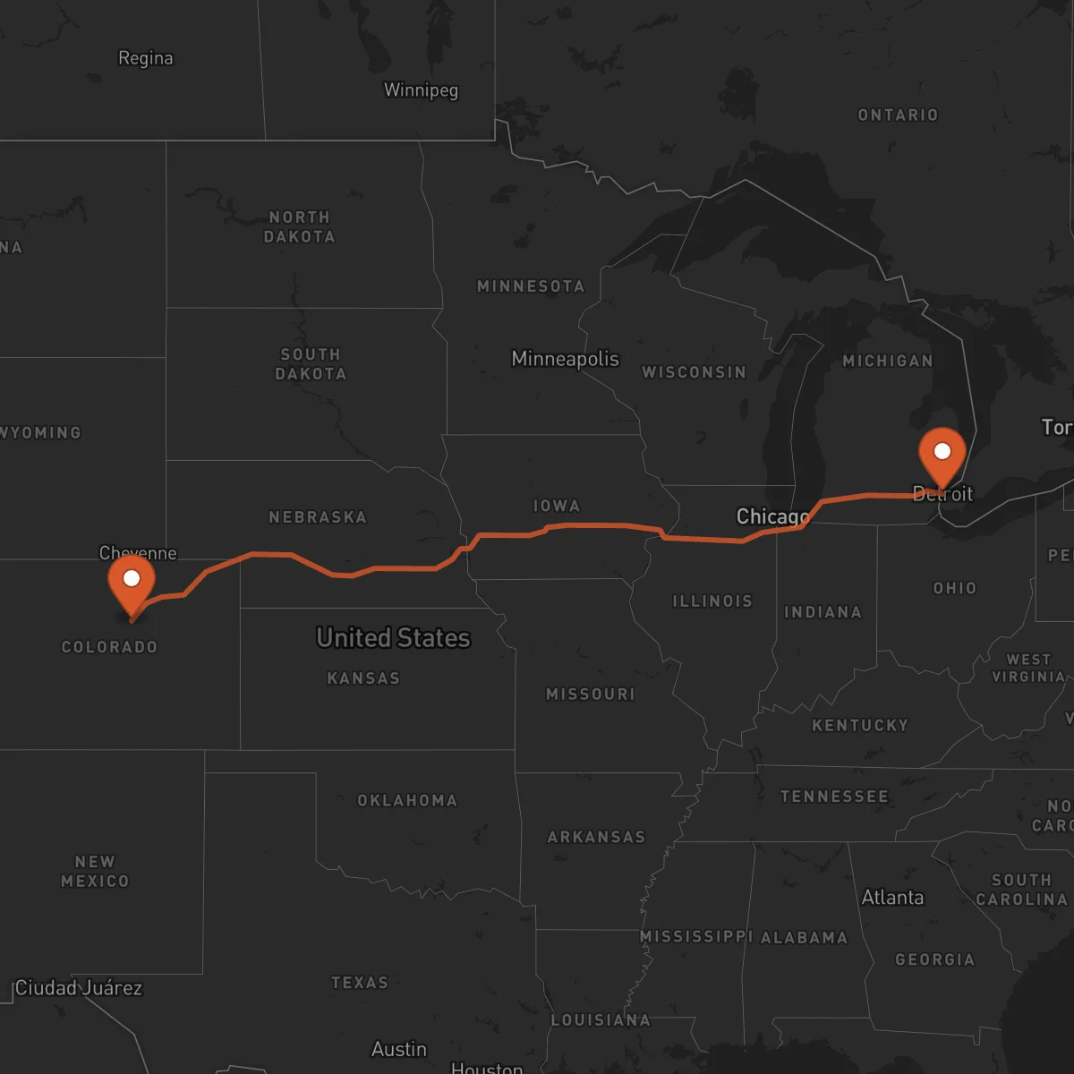 Ruta Détroit - Denver