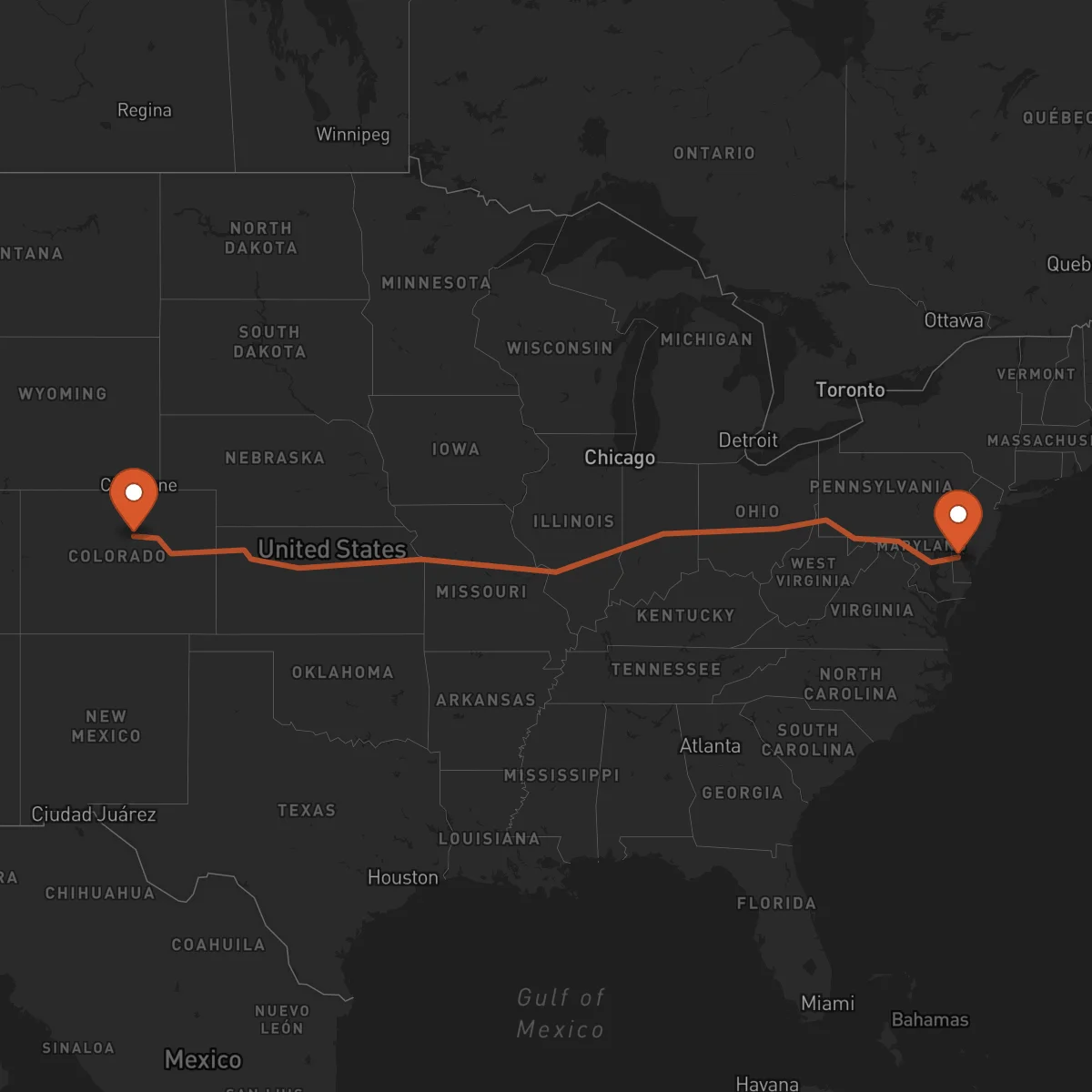 Ruta Denver - Dover