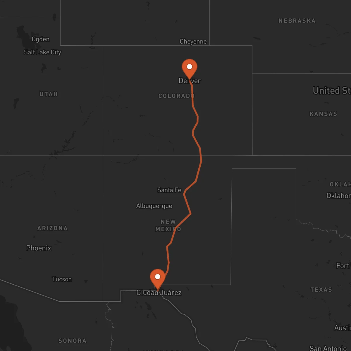 Ruta Denver - El Paso